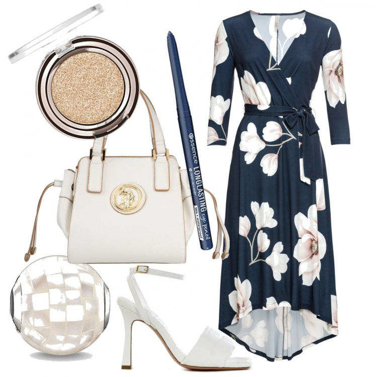 Outfit donna - Total look #1384973. Stile Chic per Cerimonia. Abbinamento con vestiti lunghi, borse a mano, sandali in pelle, ciondoli, ombretti, eyeliner.