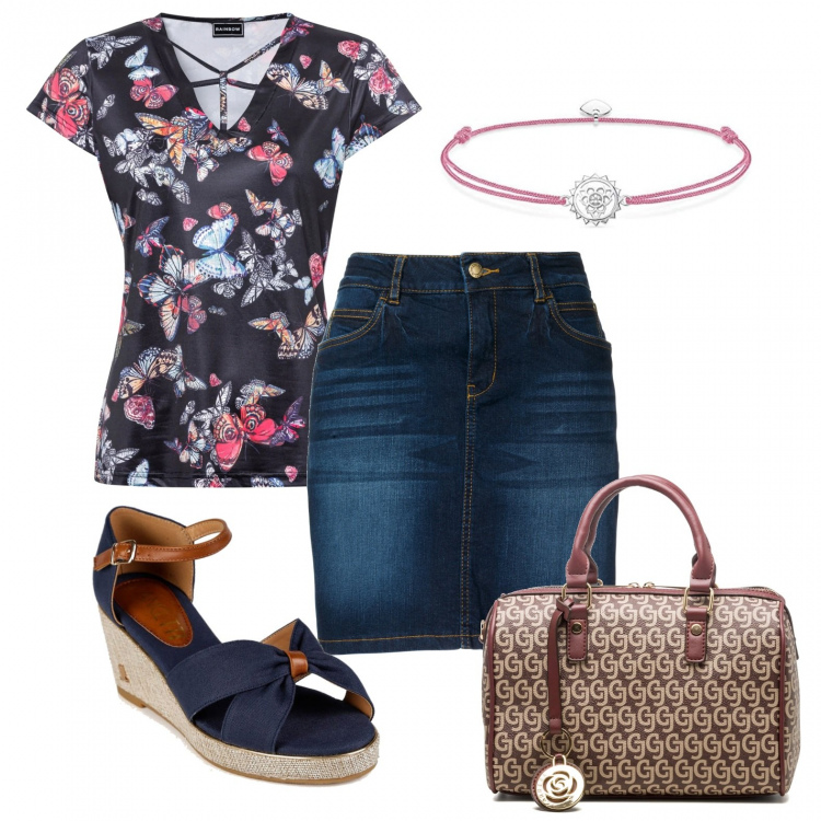 Outfit donna - Un fresco gelato da assaporare. Stile Casual chic per Tutti i giorni. Abbinamento con gonne, maglieria, sandali col tacco, borse a mano, braccialetti.
