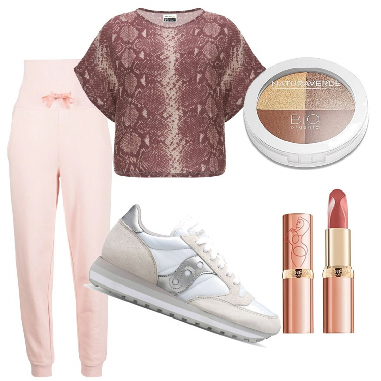 Outfit donna - Total look #1386669. Stile Sporty chic per Sport. Abbinamento con sneakers, pantaloni, maglieria, rossetti, ombretti.