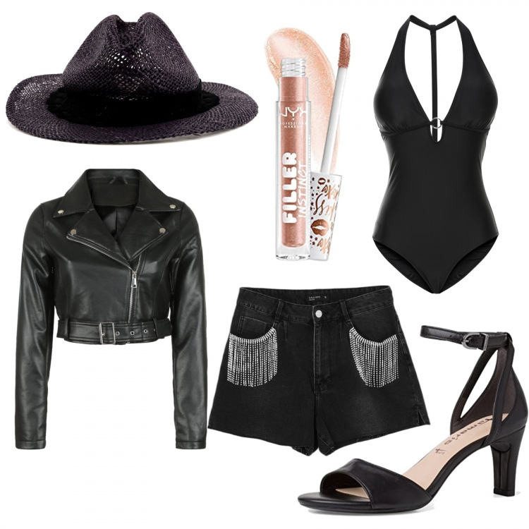 Outfit donna - Break My Soul di Beyoncé. Stile Sexy per Mare. Abbinamento con costumi interi, giacche, cappelli, shorts, sandali col tacco, gloss.