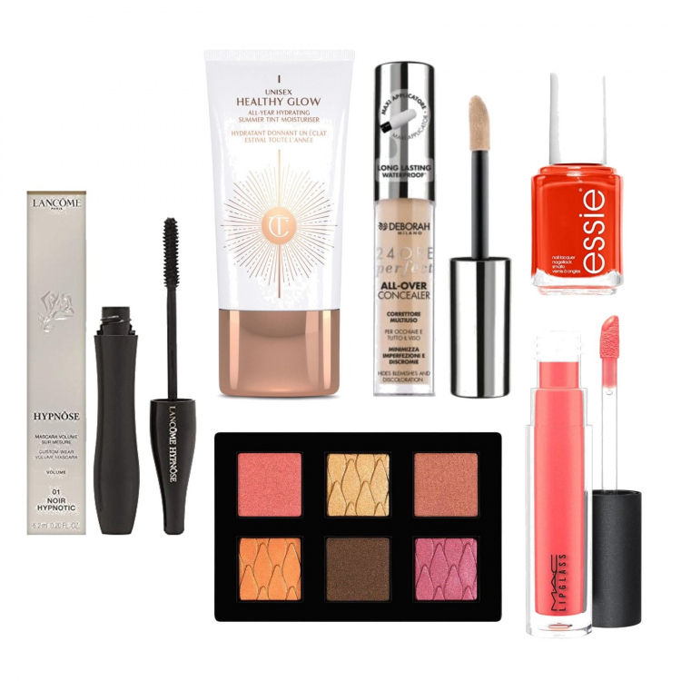 Outfit donna - Summer beauty. Stile Glamour per Tutti i giorni. Abbinamento con correttori, gloss, correttori, ombretti, smalti, mascara.