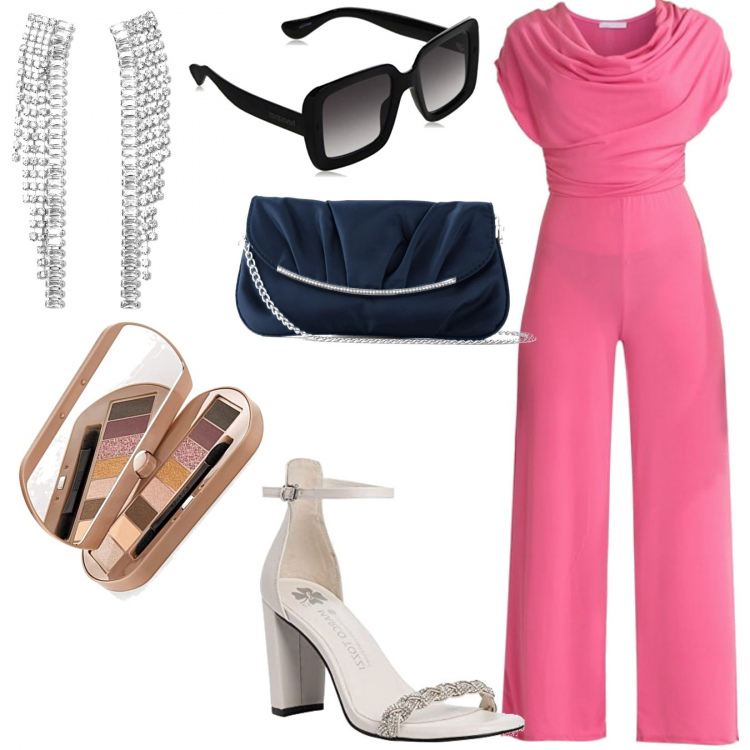 Outfit donna - Total look #1392572. Stile Sexy per Serata fuori. Abbinamento con pochette, tute, orecchini, occhiali da sole, ombretti, sandali col tacco.
