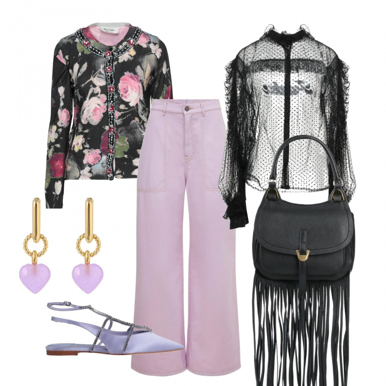 Outfit donna - Super fasionable. Stile Casual chic per Tutti i giorni. Abbinamento con ballerine, cardigans, camicie, borse a mano, pantaloni, orecchini.