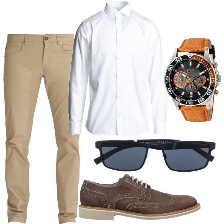Outfit uomo - Total look #1399994. Stile Business/Elegante per Tutti i giorni. Abbinamento con pantaloni, occhiali da sole, scarpe stringate, camicie, orologi.