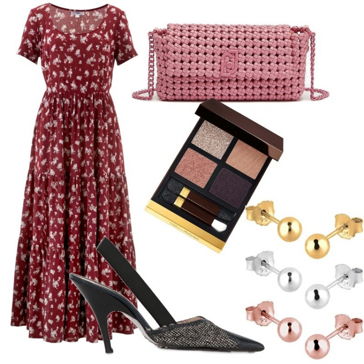 Outfit donna - Total look #1402337. Stile Boho per Tutti i giorni. Abbinamento con vestiti lunghi, borse a tracolla, décolleté, orecchini, ombretti.
