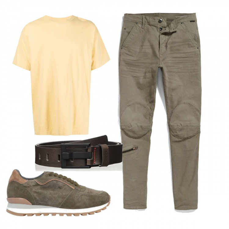 Outfit uomo - Total look #1404100. Stile Casual per Tutti i giorni. Abbinamento con jeans slim fit, t-shirt, sneakers, cinture.