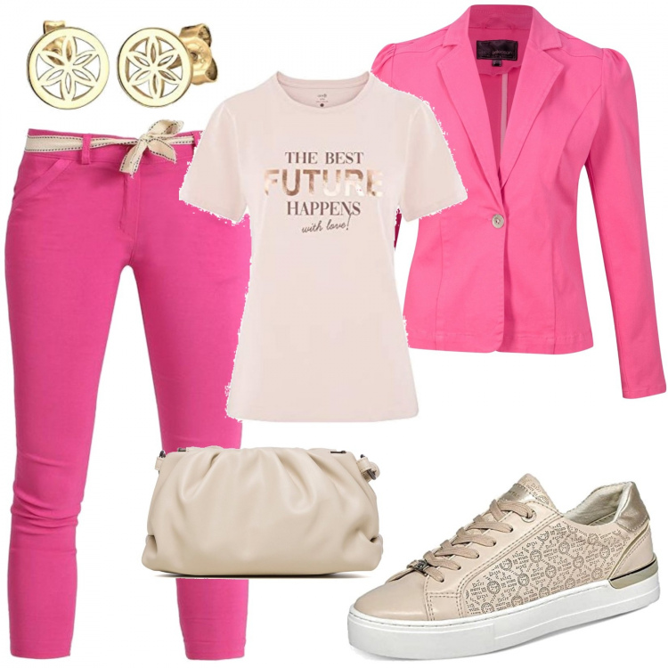 Outfit donna - Total look #1404520. Stile Trendy per Scuola/Università. look ideale per Petite. Abbinamento con camicie a manica corta, pantaloni, borse a tracolla, sneakers, t-shirt, orecchini.