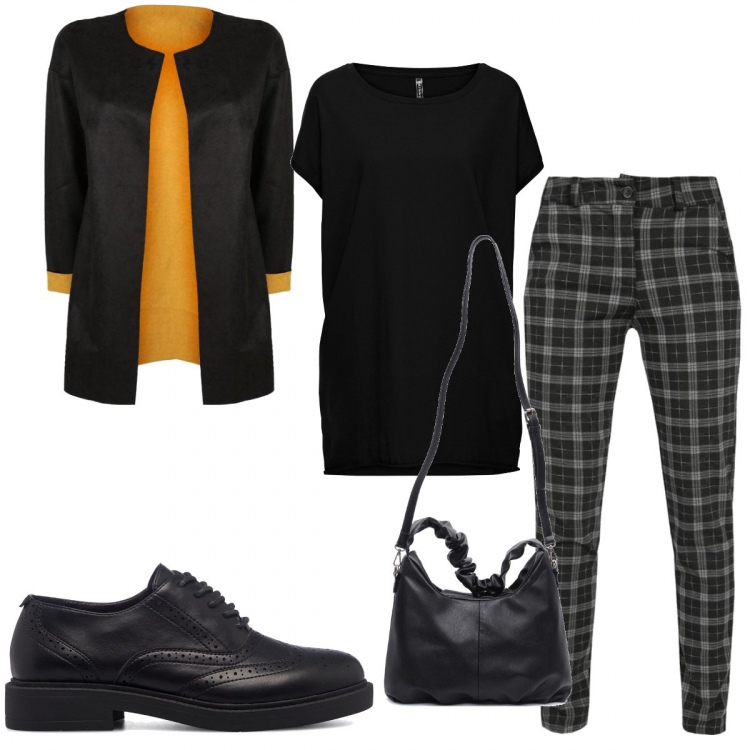 Outfit donna - Total look #1405532. Stile Mannish per Tutti i giorni. Abbinamento con maglieria, pantaloni, blazer, scarpe stringate, borse a spalla.