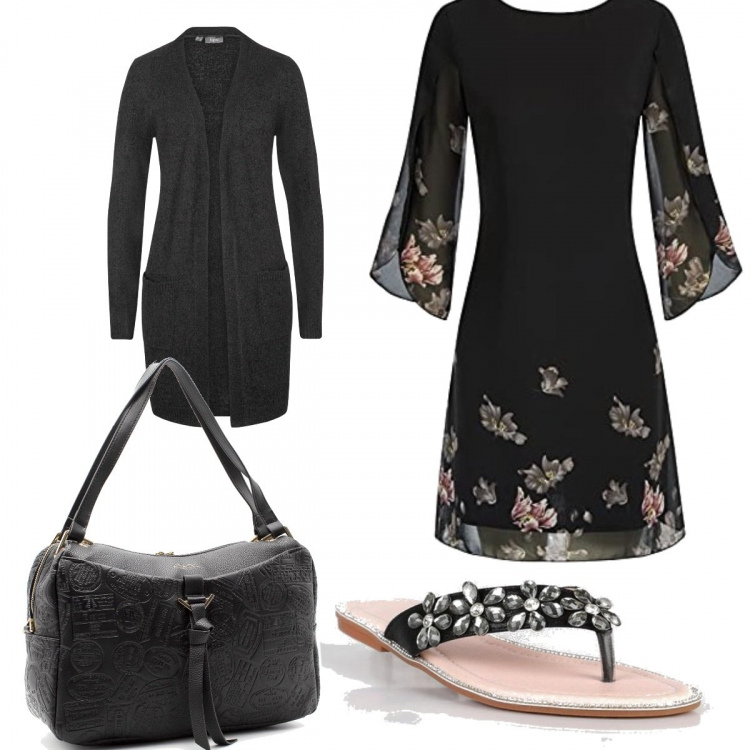 Outfit donna - Total look #1410390. Stile Etnico per Tutti i giorni. Abbinamento con cardigans, infradito, borse a spalla, vestiti.