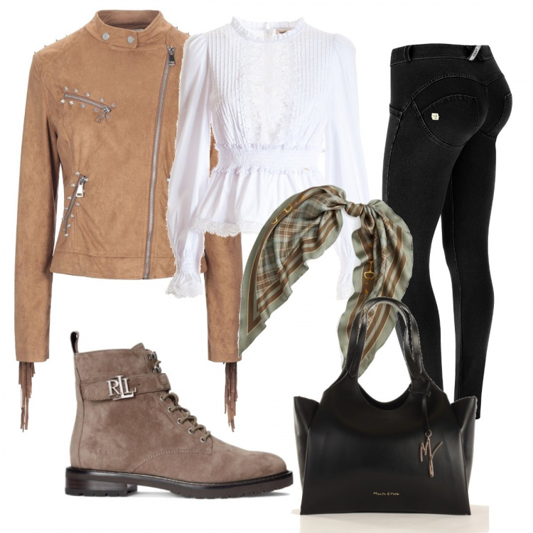 Outfit donna - Il Giubbottino con le frange…. Stile Casual per Tutti i giorni. Abbinamento con giacche, bluse, borse tote, jeggings, anfibi, sciarpe.