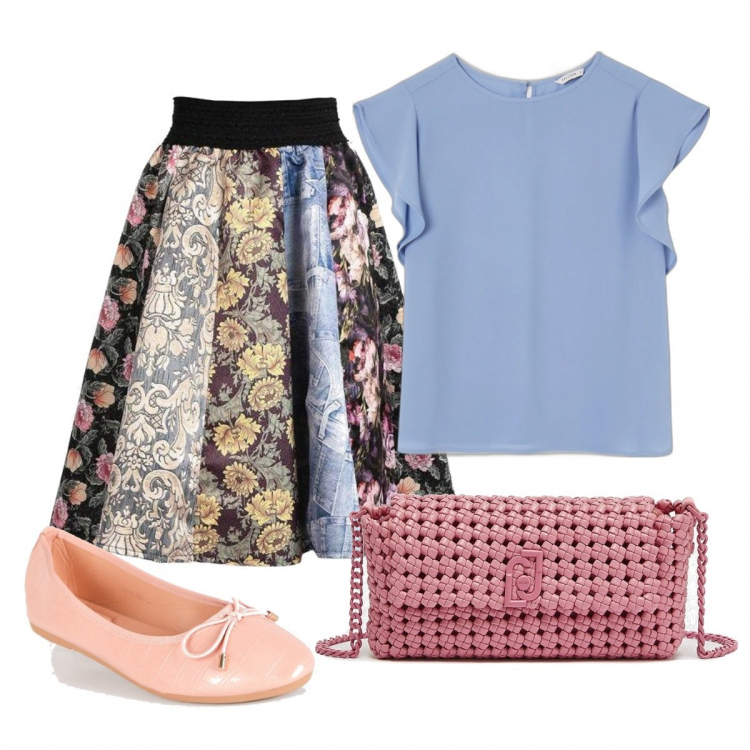 Outfit donna - La gonna. Stile Romantica per Tutti i giorni. Abbinamento con gonne lunghe, ballerine, borse a tracolla, bluse.