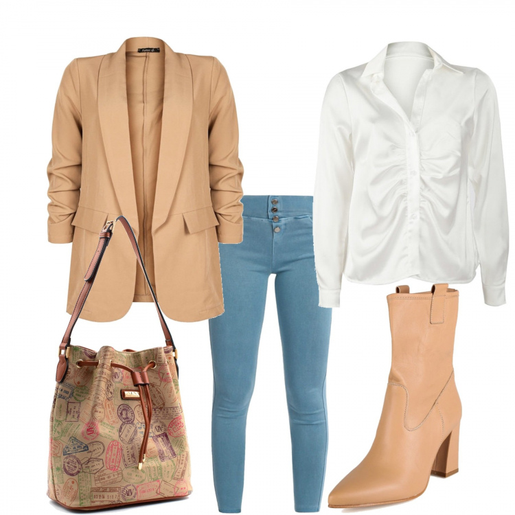 Outfit donna - Feel free #7 camicia bianca e jeans. Stile Casual per Tutti i giorni. Abbinamento con blazer, stivaletti, camicie, jeggings, borse a secchiello.