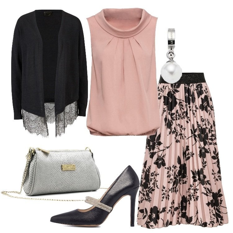 Outfit donna - Décolleté con cinturino Pittarosso. Stile Romantica per Cerimonia. Abbinamento con top, gonne, cardigans, pochette, décolleté, ciondoli.