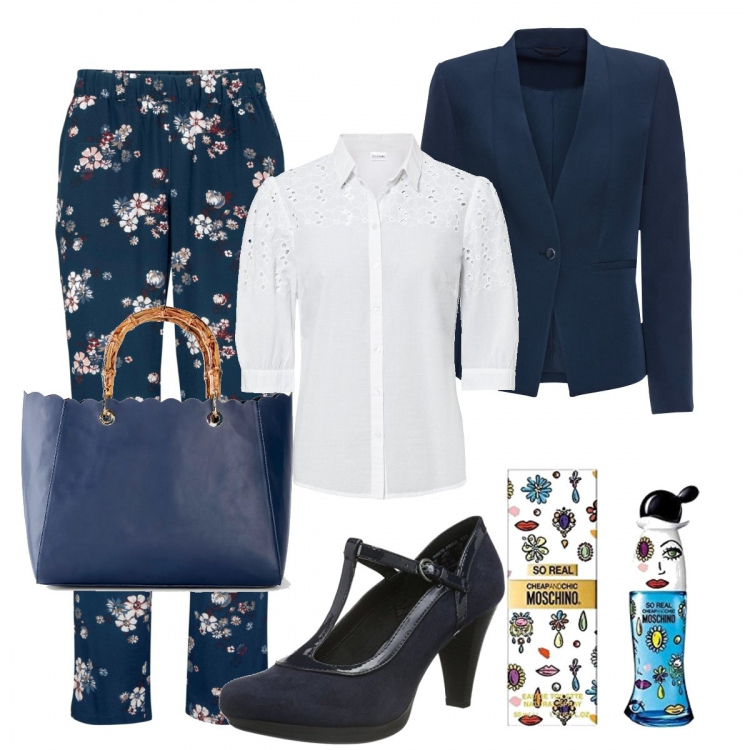 Outfit donna - Lady. Stile Casual chic per Tutti i giorni. Abbinamento con pantaloni, blazer, borse a mano, camicie, profumi, scarpe col tacco.