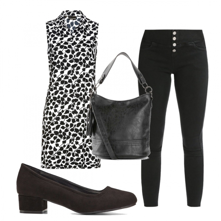 Outfit donna - Total look #1412514. Stile Trendy per Tutti i giorni. Abbinamento con décolleté, camicie, borse a tracolla, jeggings.