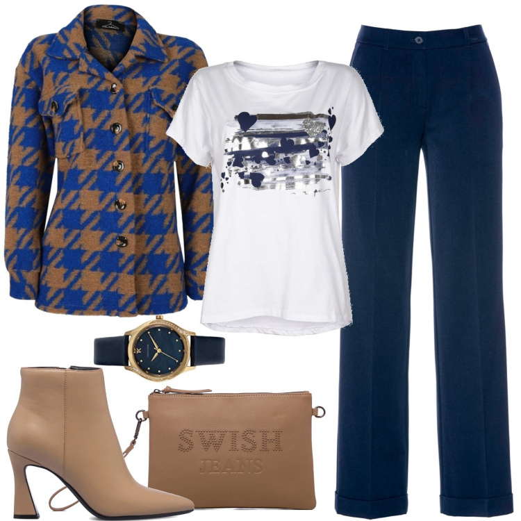 Outfit donna - Giacca o camicia?. Stile Urban per Tutti i giorni. Abbinamento con pantaloni, camicie, t-shirt, stivaletti, borse a tracolla, orologi.