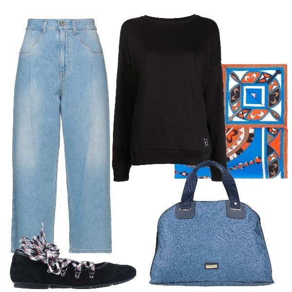 Outfit donna - Le ballerine stringate. Stile Casual chic per Tutti i giorni. Abbinamento con ballerine, borse a mano, jeans dritti, felpe, sciarpe.