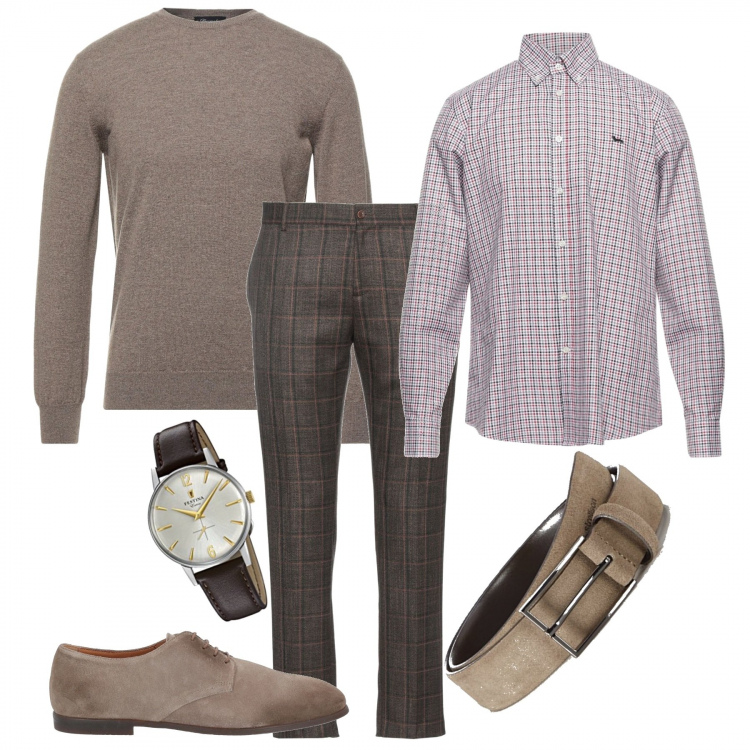 Outfit uomo - Giornata quadrata.... Stile Urban per Tutti i giorni. Abbinamento con scarpe stringate, camicie, pantaloni, pullovers, orologi analogici, cinture.