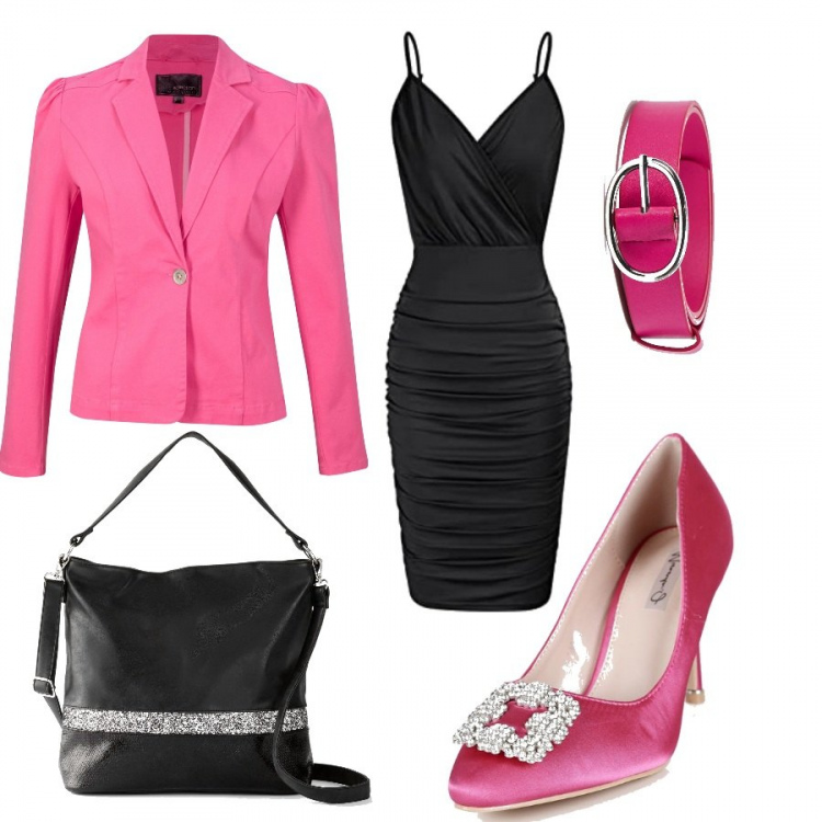 Outfit donna - Cena con le amiche. Stile Casual chic per Serata fuori. Abbinamento con camicie a manica corta, shopping bag, cinture, décolleté, vestiti senza maniche.
