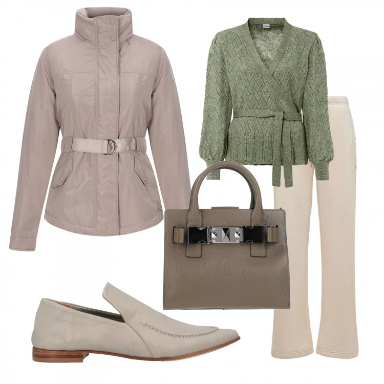 Outfit donna - La giacca Armani per l\'autunno. Stile Casual per Tutti i giorni. Abbinamento con maglieria, giacche, mocassini, borse a mano, pantaloni.