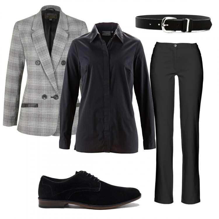 Outfit femme - Style masculin. Style Minimal pour Tous les jours. Assortir avec blazers, pantalon , chemisiers, ceintures, chaussures à lacets.