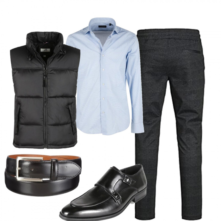 Outfit uomo - In ufficio. Stile Casual per Ufficio. Abbinamento con giacche, camicie, scarpe stringate, pantaloni, cinture.