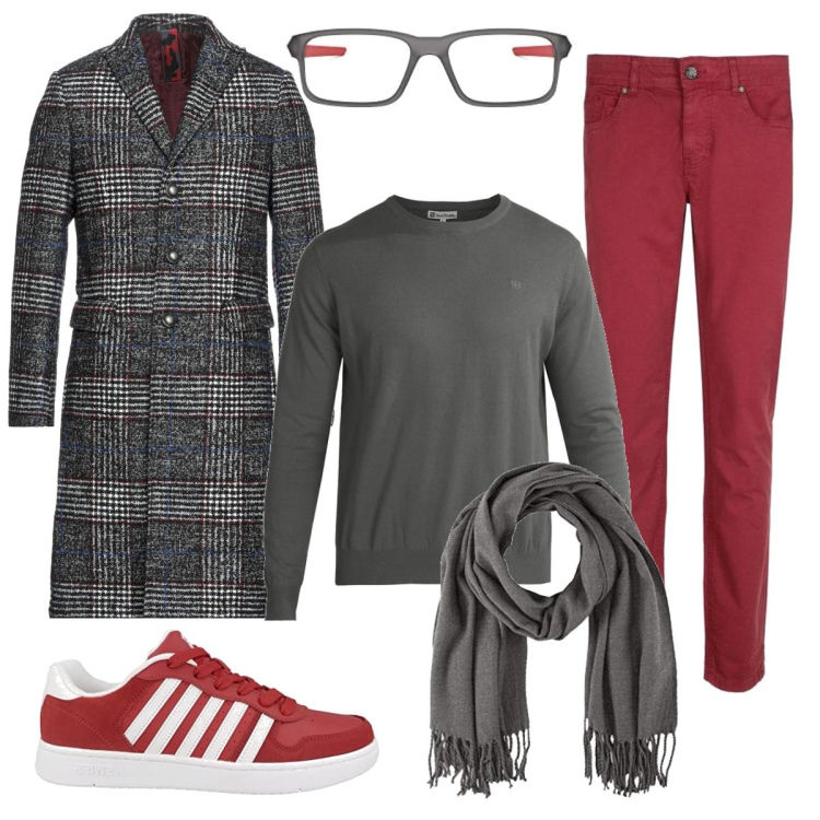 Outfit uomo - Stiloso. Stile Casual per Tutti i giorni. Abbinamento con maglieria, pantaloni, cappotti, sciarpe, occhiali da sole, sneakers.
