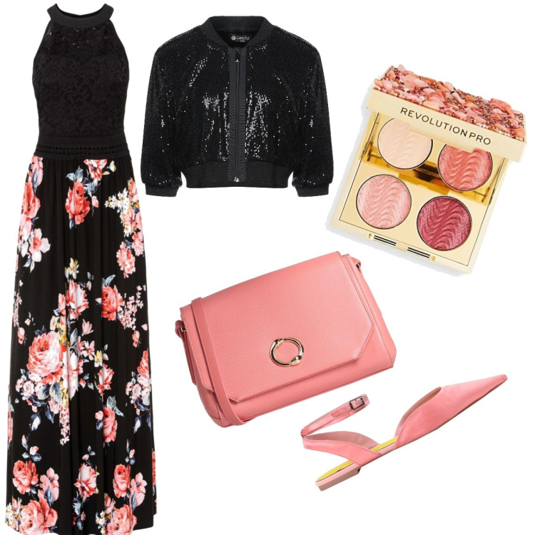 Outfit donna - Total look #1419548. Stile Bon Ton per Serata fuori. Abbinamento con vestiti lunghi, giacche, ballerine, borse a tracolla, ombretti.