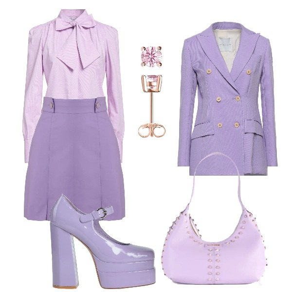 Outfit donna - Mitici anni 60. Stile Vintage retrò per Serata fuori. Abbinamento con décolleté, blazer, camicie, borse a spalla, minigonne, orecchini.