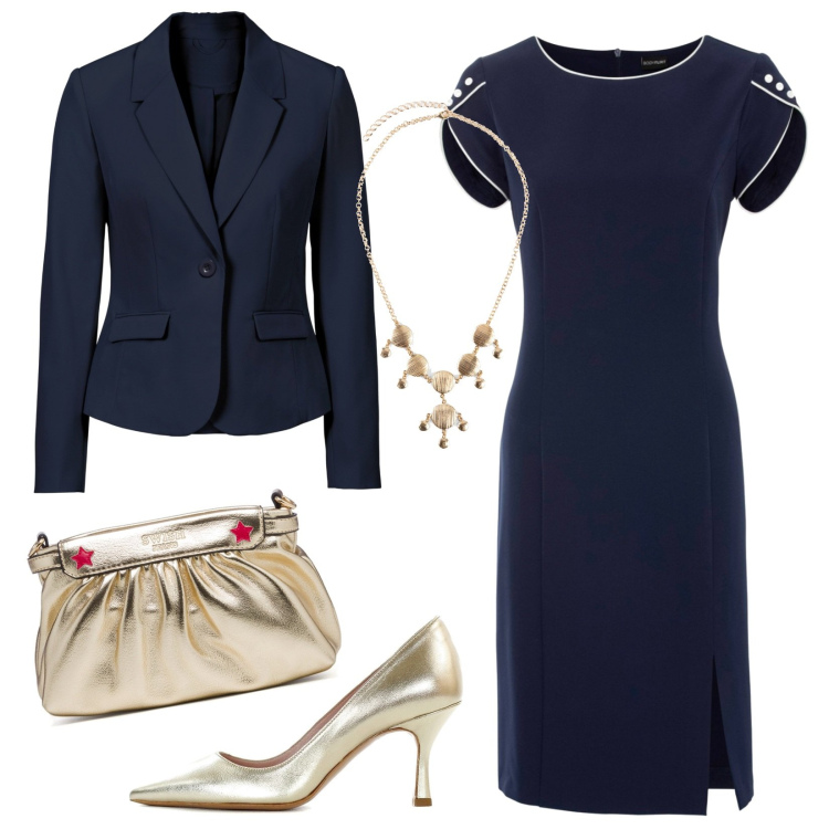 Outfit donna - Elegantissima in low cost. Stile Chic per Cerimonia. Abbinamento con blazer, vestiti a tubino, collane, décolleté, clutch.