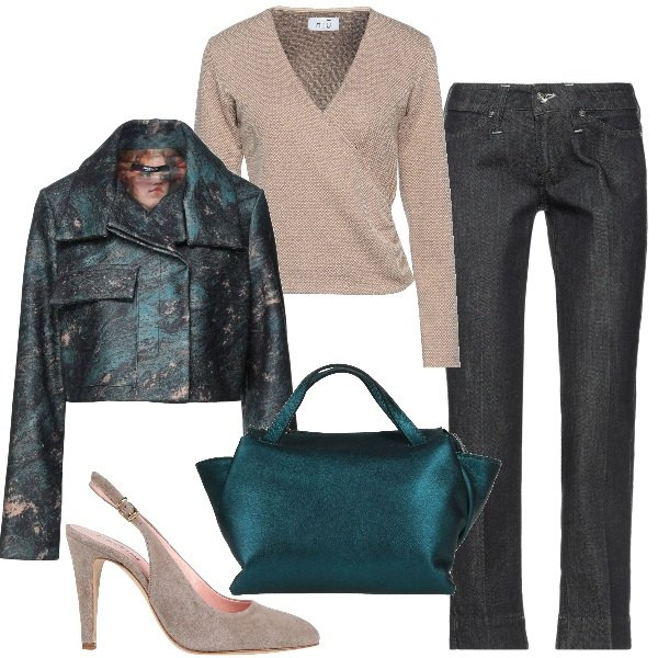 Outfit donna - Il denim trendy di Yoox. Stile Trendy per Tutti i giorni. Abbinamento con pullovers, blazer, jeans dritti, décolleté, borse messenger.