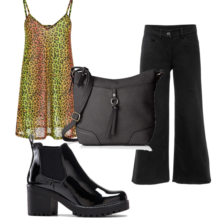 Outfit donna - Total look #1421871. Stile Trendy per Tutti i giorni. Abbinamento con stivaletti, pantaloni culotte, vestiti, borse a tracolla.