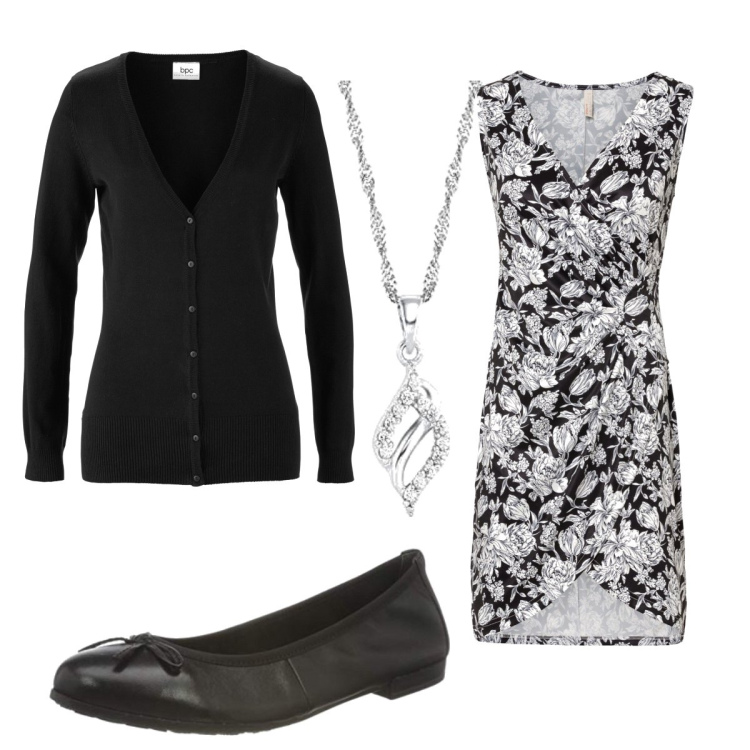 Outfit donna - Total look #1422583. Stile Chic per Tutti i giorni. Abbinamento con cardigans, vestiti, ballerine, ciondoli.