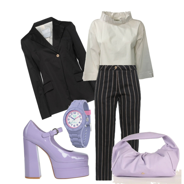 Outfit donna - La scarpa .... che non piace a tutte!. Stile Glamour per Tutti i giorni. Abbinamento con décolleté, pantaloni, blazer, camicie, borse a mano, orologi.