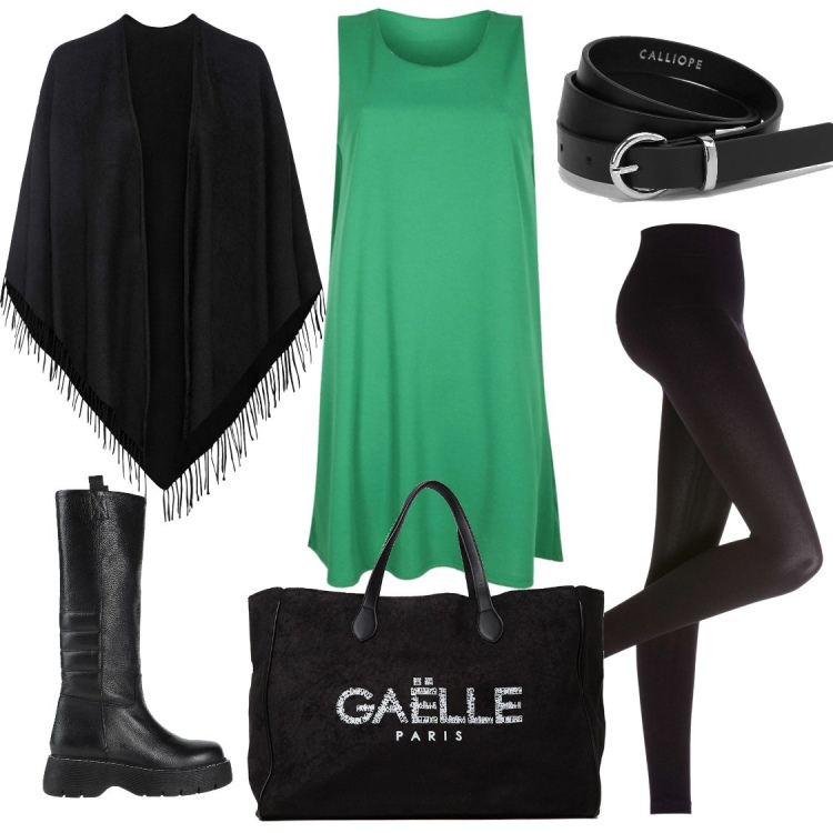 Outfit donna - Lo scamiciato morbido verde. Stile Casual per Scuola/Università. Abbinamento con leggings, cappotti, stivali, vestiti senza maniche, shopping bag, cinture.