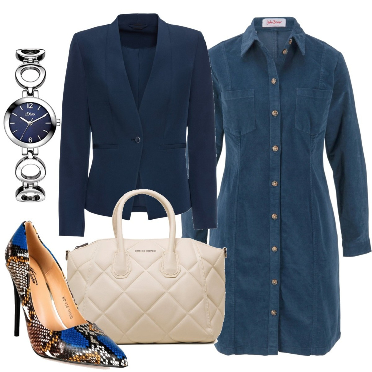 Outfit donna - Jeans versione bon ton. Stile Bon Ton per Tutti i giorni. Abbinamento con vestiti, blazer, décolleté, borse a mano, orologi.