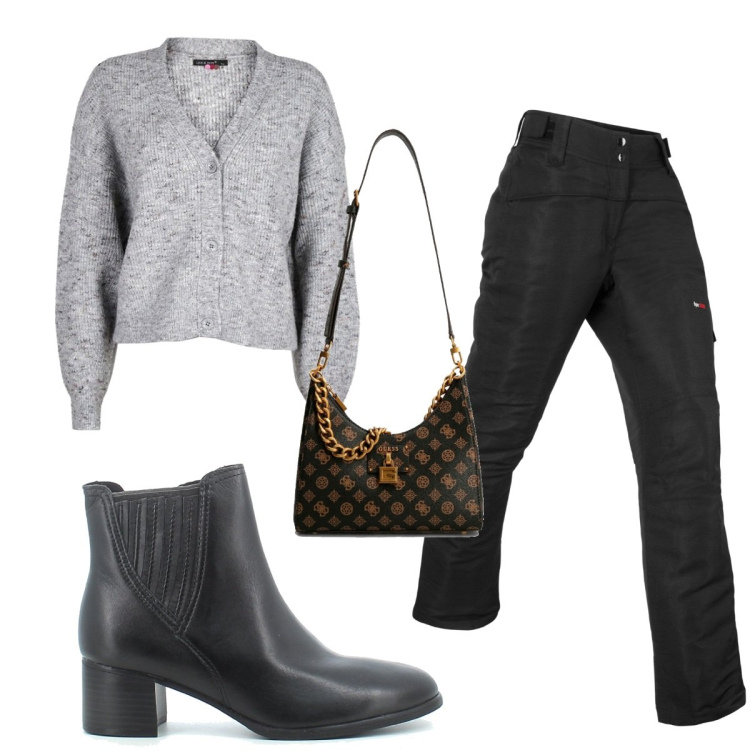 Outfit donna - Total look #1425981. Stile Casual chic per Tutti i giorni. Abbinamento con pantaloni, cardigans, stivaletti, borse a tracolla.