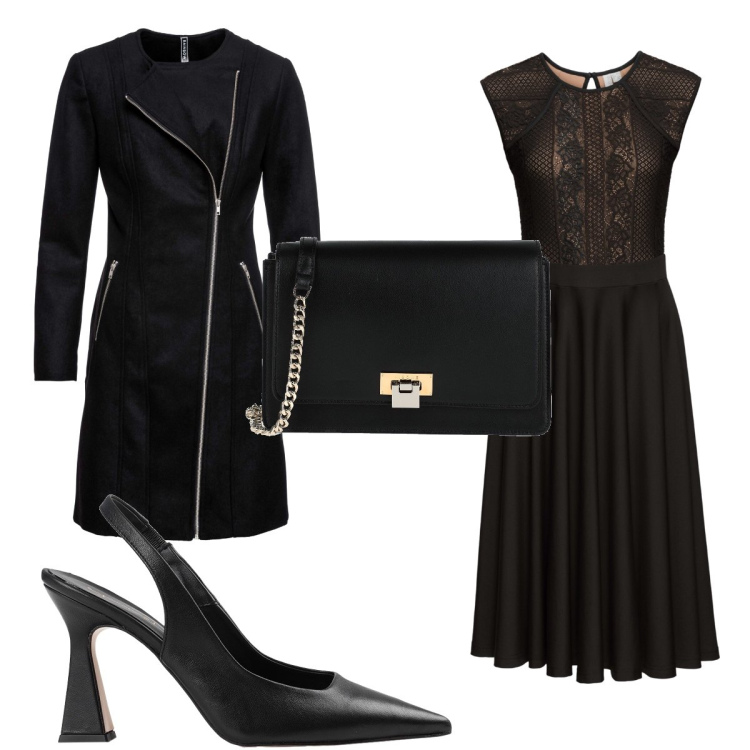 Outfit donna - Total look #1426137. Stile Glamour per Serata fuori. Abbinamento con vestiti, cappotti, décolleté, borse a tracolla.