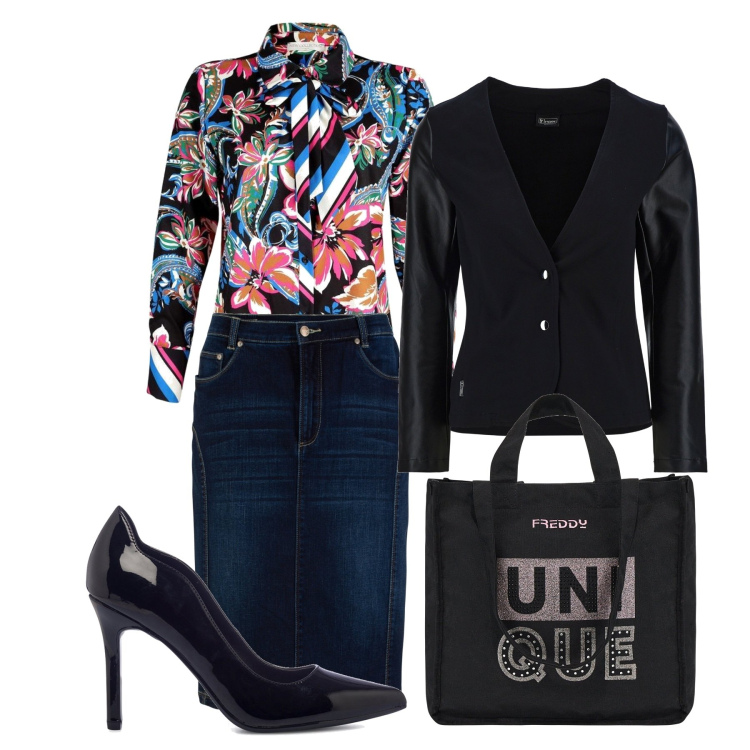 Outfit donna - Ottobre sui tacchi. Stile Trendy per Tutti i giorni. Abbinamento con gonne, camicie, blazer, shopping bag, décolleté.
