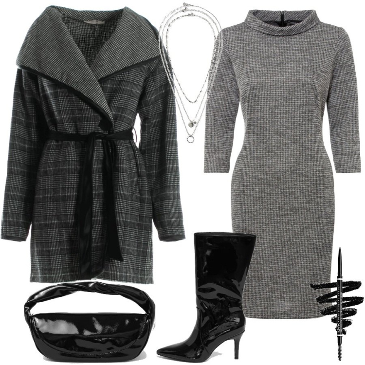 Outfit donna - Total look #1427581. Stile Sporty chic per Tutti i giorni. Abbinamento con vestiti, collane, cappotti, stivali, pochette, matite sopracciglia.