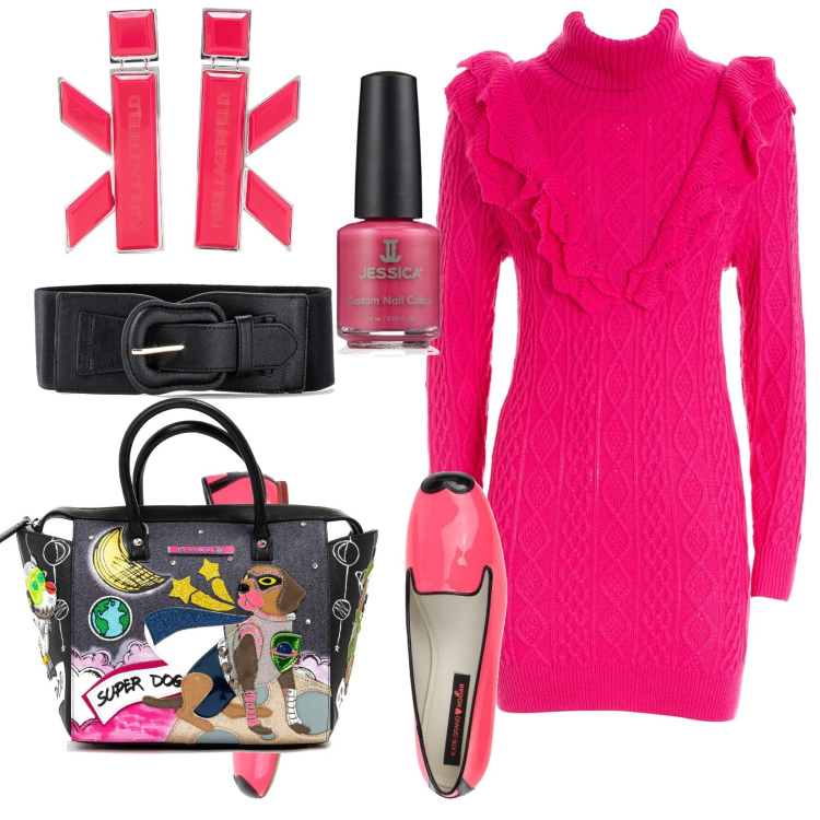 Outfit donna - Mocassini che passione. Stile Trendy per Serata fuori. Abbinamento con cinture, mocassini, vestiti, borse a mano, orecchini, smalti.
