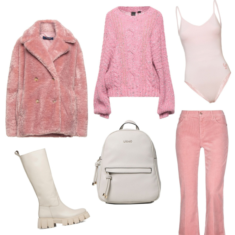 Outfit donna - Urban #7362. Stile Urban per Scuola/Università. Abbinamento con pullovers, cappotti, pantaloni, zaini, body, stivali.