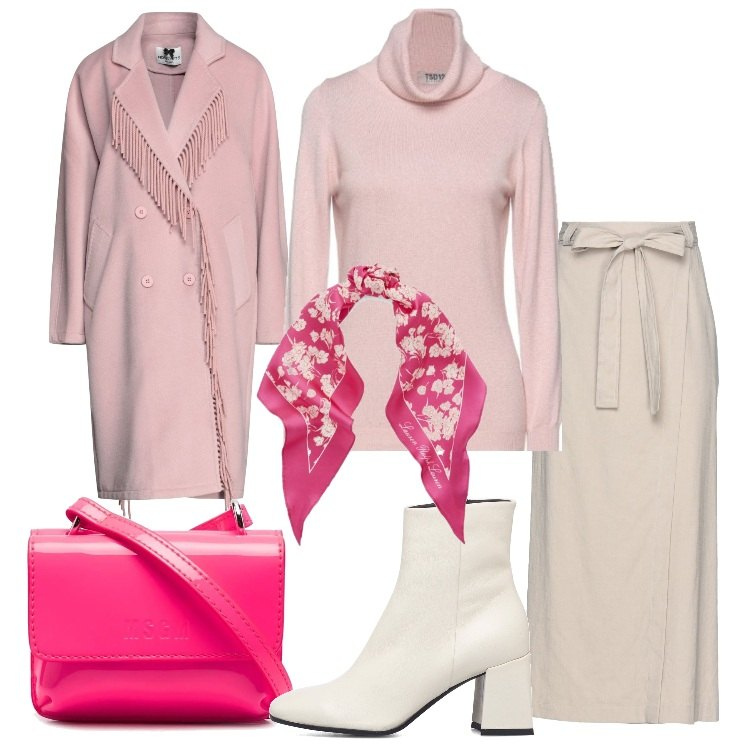 Outfit donna - PittaRosso Pink. Stile Trendy per Tutti i giorni. Abbinamento con gonne longuette, cappotti, maglieria, borse a tracolla, sciarpe, stivaletti.