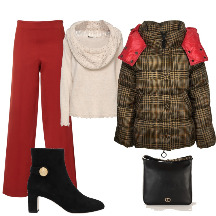 Outfit donna - Per chi ama osare. Stile Glamour per Serata fuori. Abbinamento con pullovers, stivaletti, piumini, borse a spalla, pantaloni.