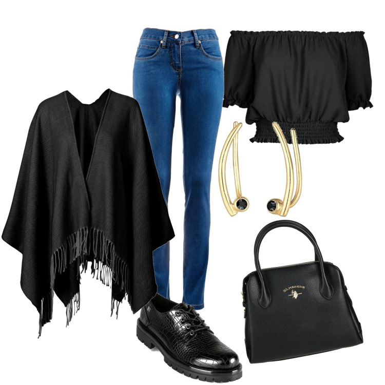 Outfit donna - Esco..... Stile Casual chic per Tutti i giorni. Abbinamento con jeans dritti, cappotti, borse a mano, francesine, top, orecchini.