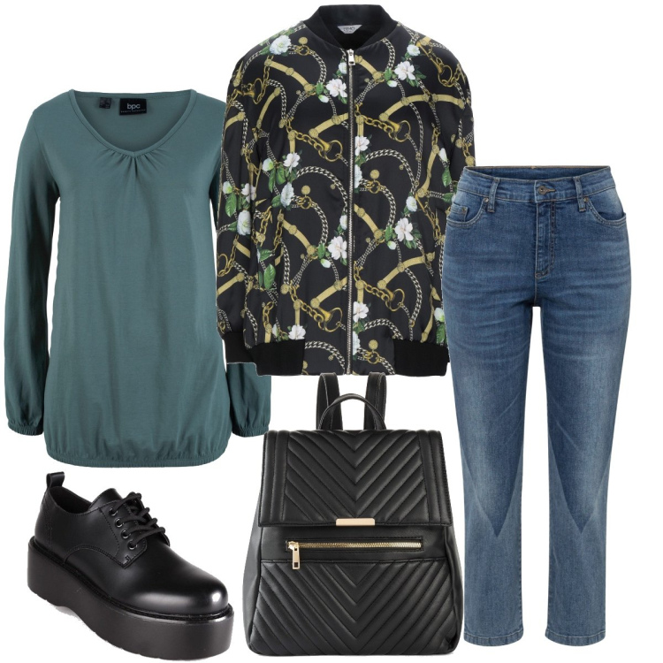 Outfit donna - Il bomber Liu Jo. Stile Casual chic per Tutti i giorni. Abbinamento con maglieria, jeans mom, zaini, giacche, francesine.