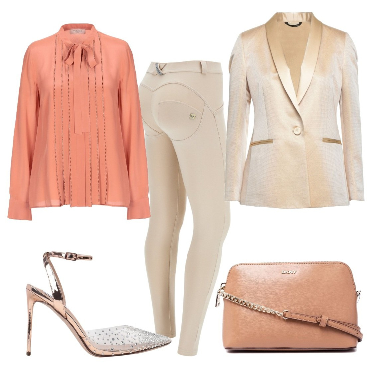 Outfit donna - Total look #1431258. Stile Chic per Tutti i giorni. Abbinamento con décolleté, camicie, blazer, borse a tracolla, pantaloni skinny.