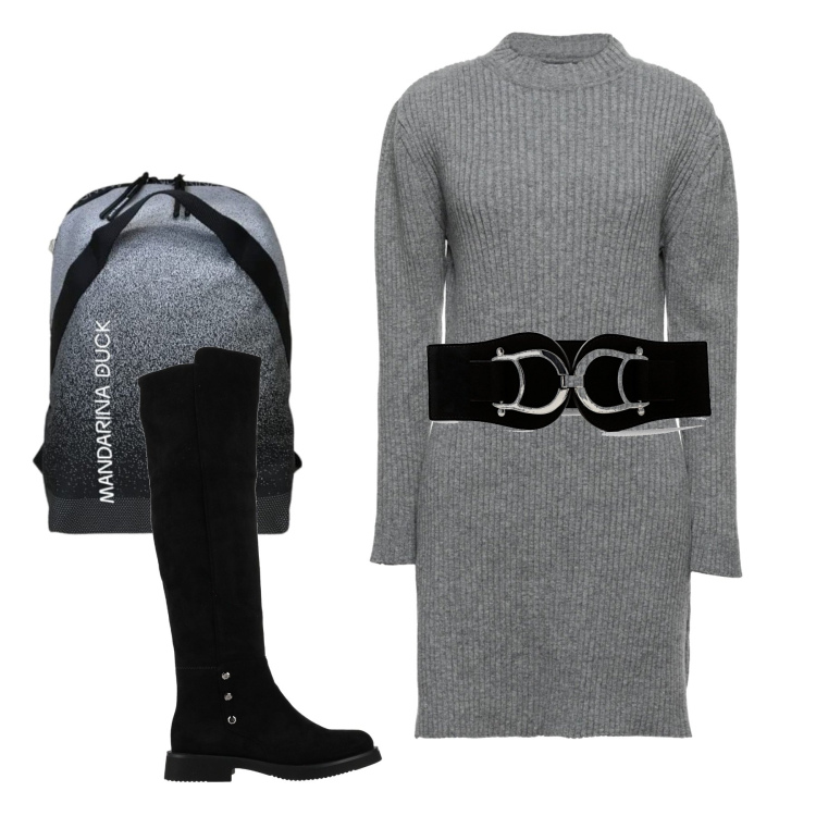 Outfit donna - Pronta in 2 minuti. Stile Casual per Tutti i giorni. Abbinamento con cinture, stivali, vestiti corti, zaini.