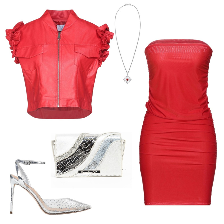 Outfit donna - Sexy #2352. Stile Sexy per Serata fuori. Abbinamento con décolleté, vestiti corti, giacche, borse a tracolla, ciondoli.