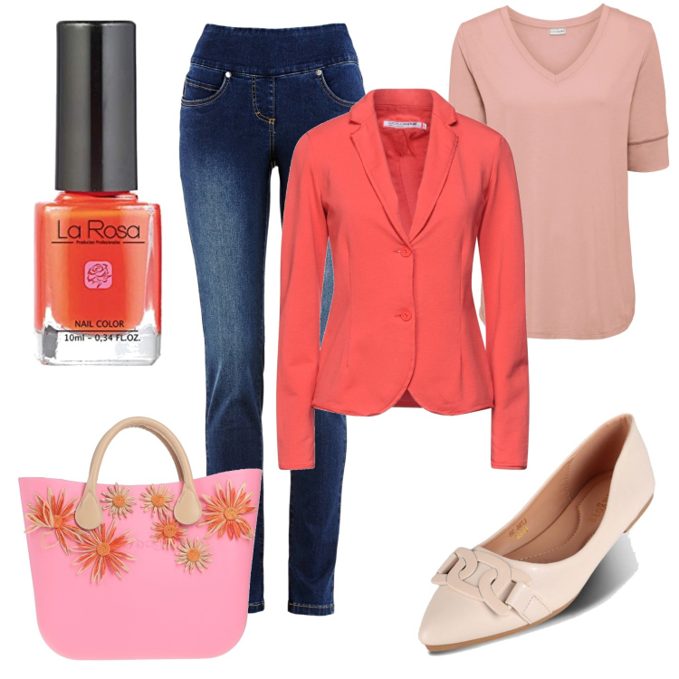 Outfit donna - Colori che amo. Stile Casual chic per Tutti i giorni. Abbinamento con jeans, t-shirt, blazer, borse a mano, ballerine, smalti.